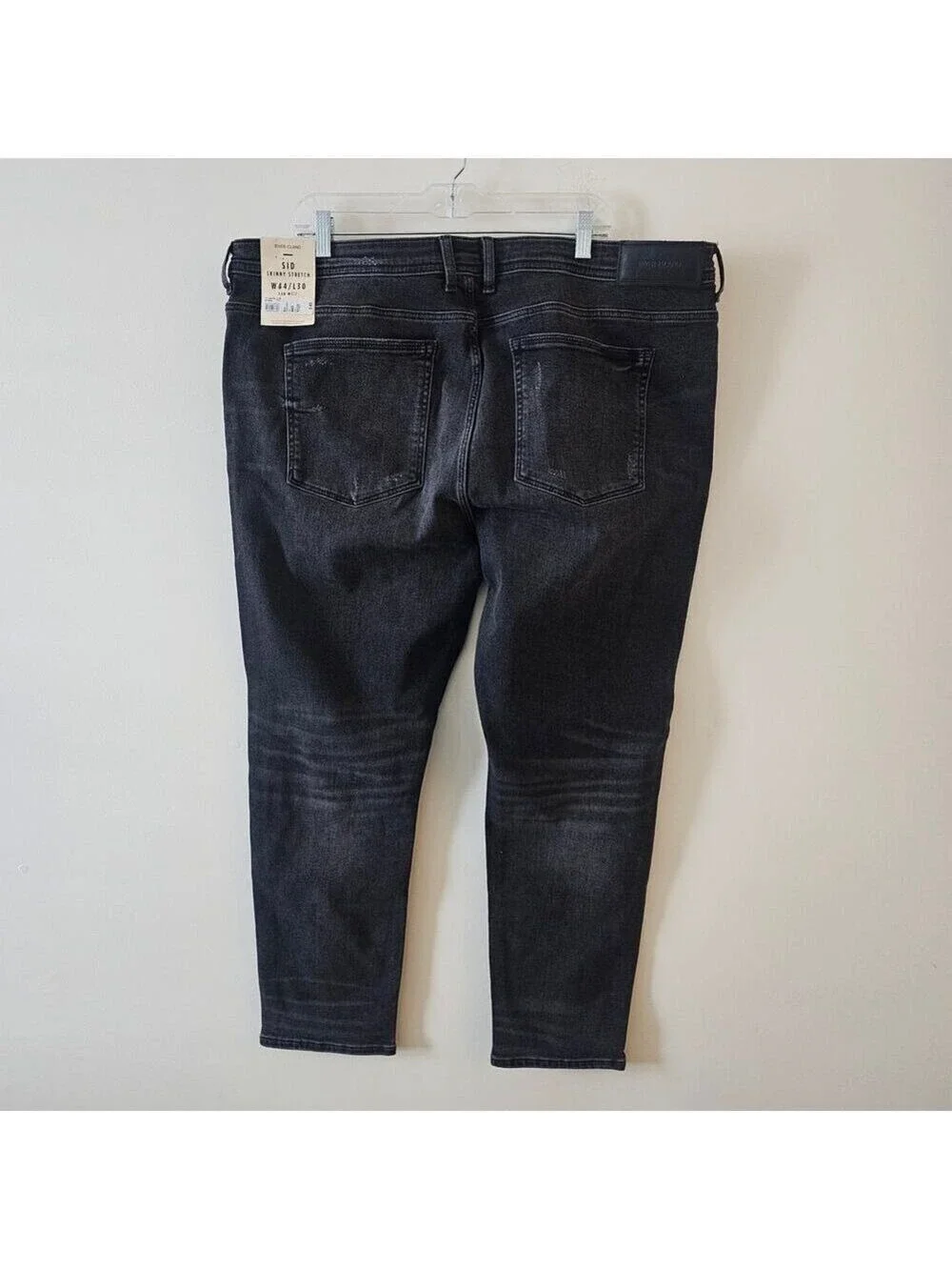 River Island Black Men Skinny Stretch Jeans Size 44x30